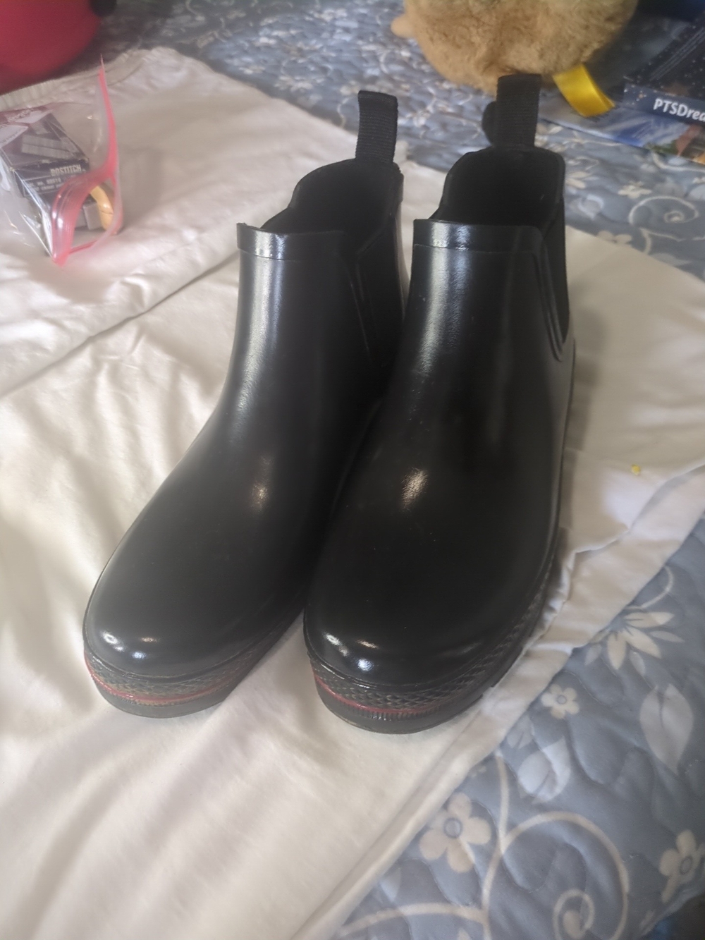 Women's Black Chelsea Rain Boots Size 8